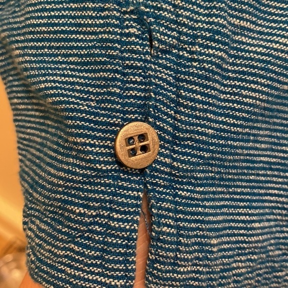Chico’s Linen Blend 3/4 Sleeve Shirt Blue White Stripe Sz 16 *Tiny Flaw Read - Picture 5 of 6